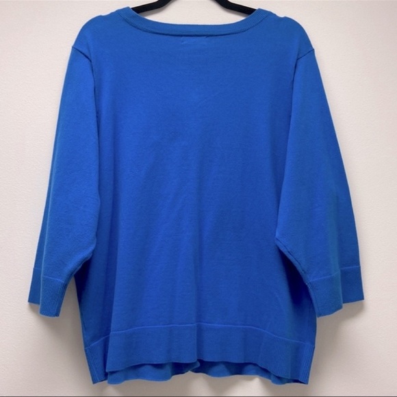 CHARTER CLUB Summer Splash Cardigan 3D Floral Appliqué in Blue Bell‎ Women’s 3X - Picture 2 of 8